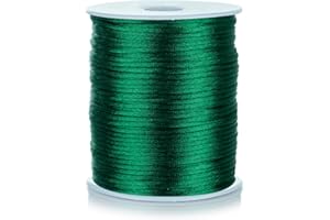 ZhXu Shuo Nylon Satin Cord 2mm Rattail Cord Dark Green String - 100 Yards Nylon Chinese Knotting Cord Rat Tail Silk Cord for Bracelet Necklace Jewelry Making Macrame Trim