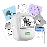 ORGSTA Sticker Printer Mini Printer S002 PrintPods Bluetooth Portable Sticker Maker with 1 Roll Paper Thermal Inkless Label Maker Machine Impresora Portátil Instant Print for Notes, Journal, DIY, Gift