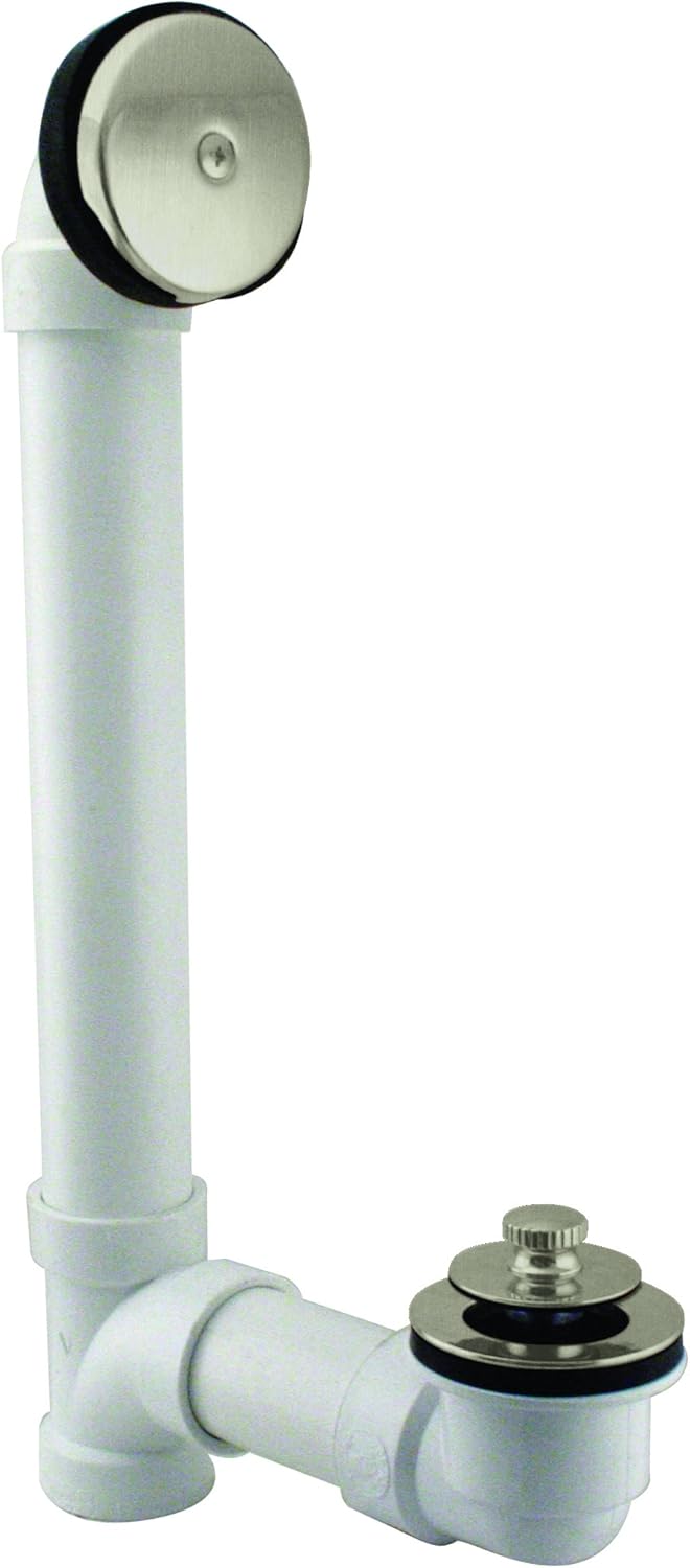 Westbrass Pull & Drain Sch. 40 PVC Bath Waste with One-Hole Top Elbow, Stainless Steel, D49721-20