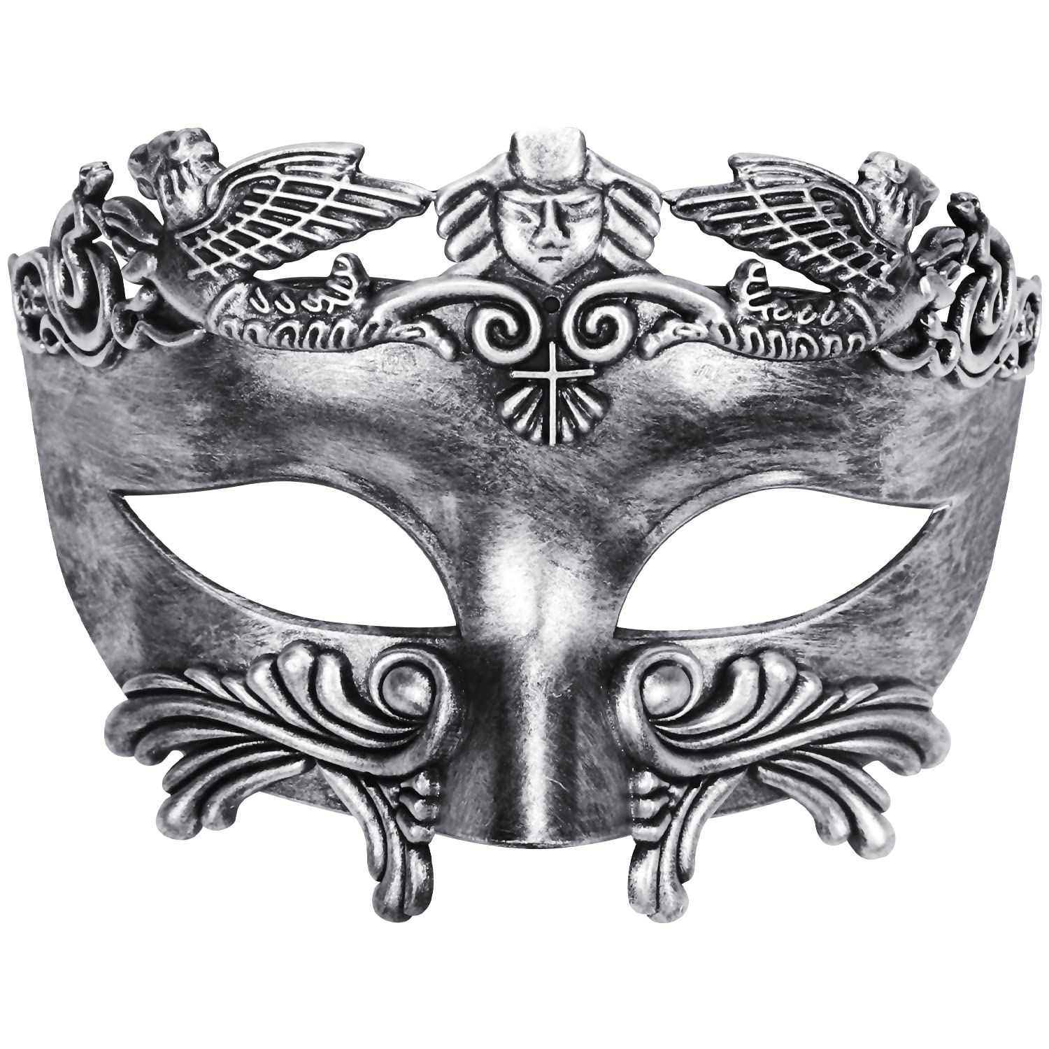 Ancient Greek Spartan Warrior Roman Masquerade Mask - Venetian Mask for Men - Silver