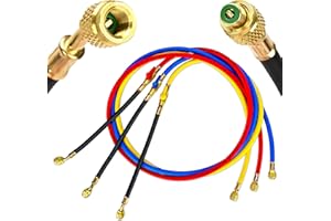 KlenzMate HVAC Refrigerant Hoses with Ball Valve Hoses,72"(6FT), Standard 1/4"×1/4" Flare Fittings, Suitable for R410A R134A R22 and All Common Refrigerants,800 PSI Working Pressure(Set of 3)