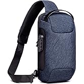 FANDARE Anti-Theft Sling Bag Chest Shoulder Backpack Crossbody Bags for Men Women Cover Pack Hiking Small Rucksack with USB Charging Port for Business Travel Hiking Bicycle Sport Gym Pack Blue