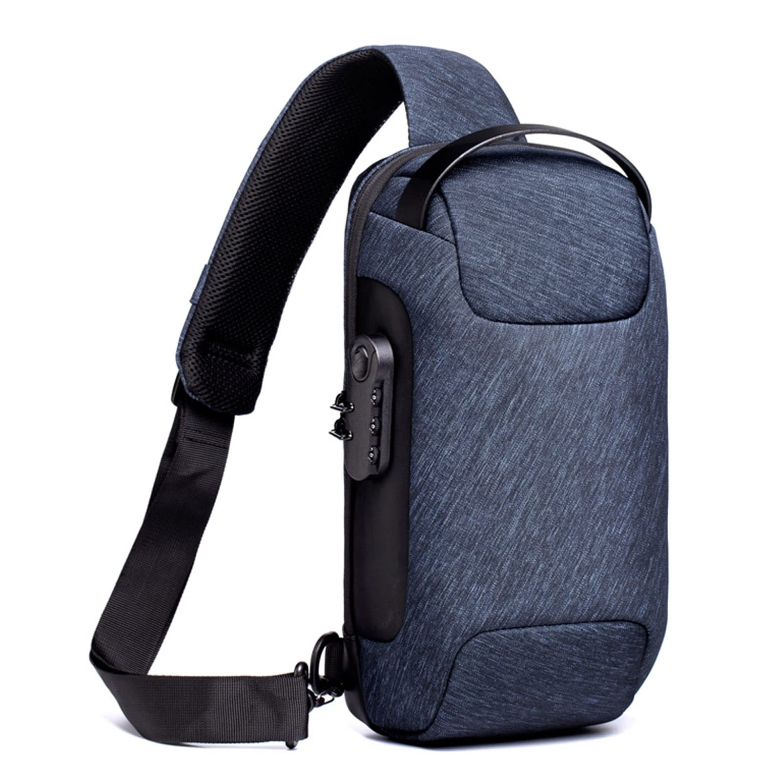 FANDARE Anti-Theft Sling Bag Chest Shoulder Backpack Crossbody Bags for Men Women Cover Pack Hiking Small Rucksack with USB Charging Port for Business Travel Hiking Bicycle Sport Gym Pack Blue