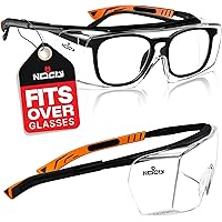 NoCry Safety Glasses That Fit Over Your Prescription Eyewear. Clear Anti-Scratch Wraparound Lenses, UV400 Protection, ANSI Z8