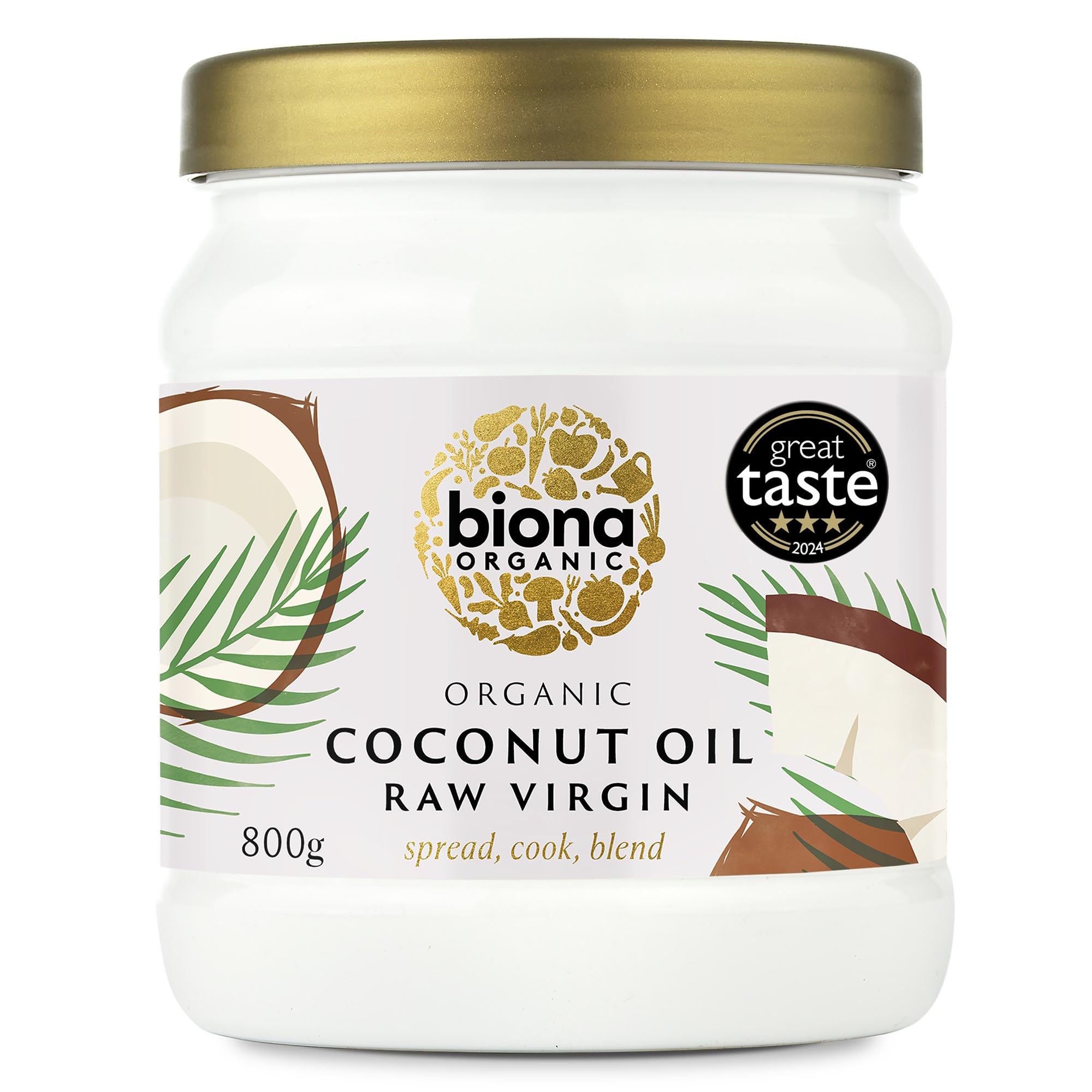Biona Organic Raw Virgin Coconut Oil 800g - Great Taste Award 2024 Winner - Versatile Cooking Ingredient & Natural Beauty Product
