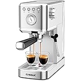 CHULUX Slim Espresso Machine with Milk Frother for Home Cappuccino &amp; Latte | Precise Pressure Gauge, Food-Grade Materials, 20 Bar Italian Pump, Professional Temperature Control System, Stainless Steel