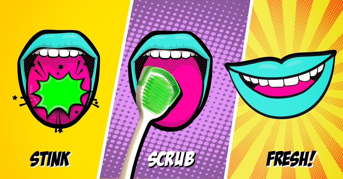 Orabrush Tongue Scraper, Tongue Cleaner Helps Fight Bad Breath, 4 Tongue Scrapers: Beauty