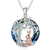 TOUPOP Tree of Life Animal Necklace 925 Sterling Silver Crystal/Abalone Shell Animal Pendant Jewelry Birthday Mothers Day Gifts for Women Mom Wife Her
