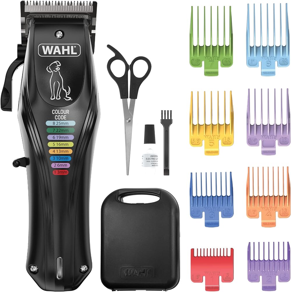 Wahl Colour Pro Rechargeable Pet Clipper 120 Min Run Time 8 Colour Combs