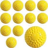 GKK Pitching Machine Baseballs, 12 Pack Yellow Dimpled 9-Inch Baseballs for Hand-Eye Coordination, Hitting and Fielding Practice