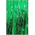 1 Pack Foil Curtain Backdrop Tinsel Foil Fringe Curtains Photo Backdrop Props for Birthday Wedding Engagement Baby Shower Celebration Party Decorations New Year Party Supplies (Green)