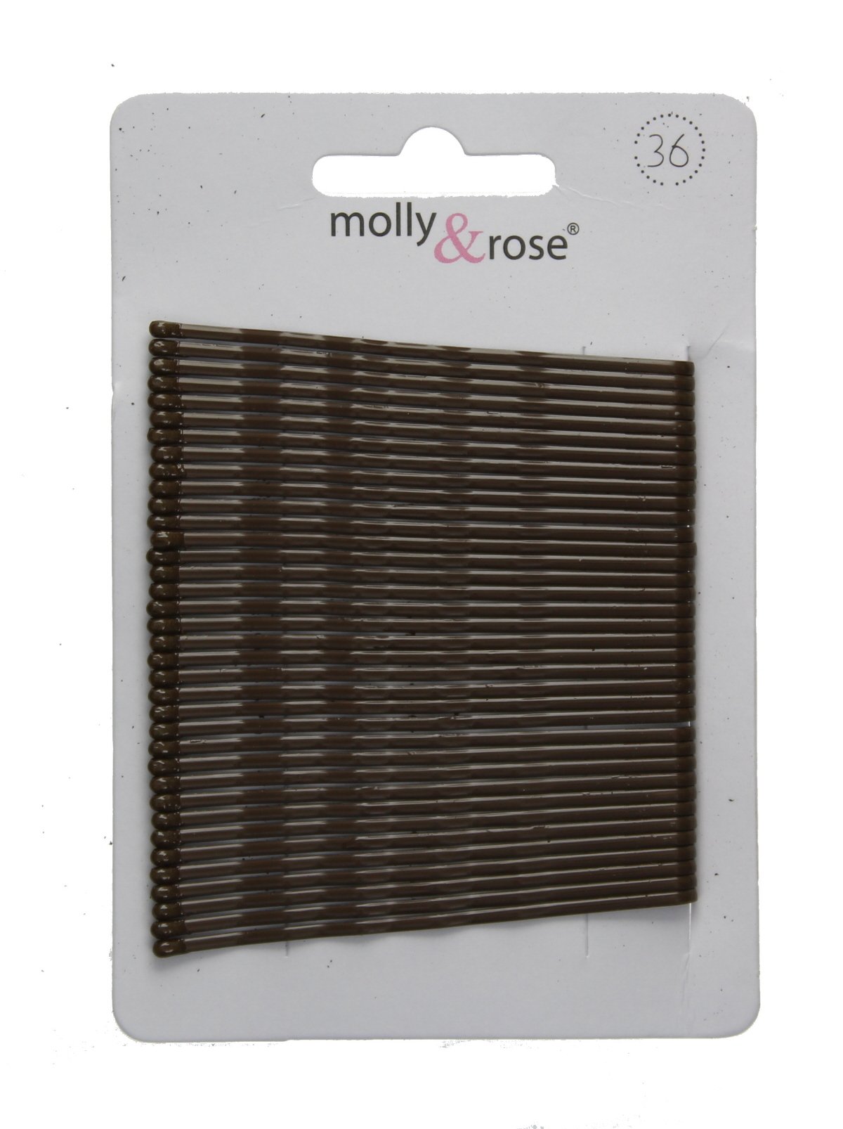 Card of 36 Hair Kirby Grips Bobby Pins 65mm-Brown