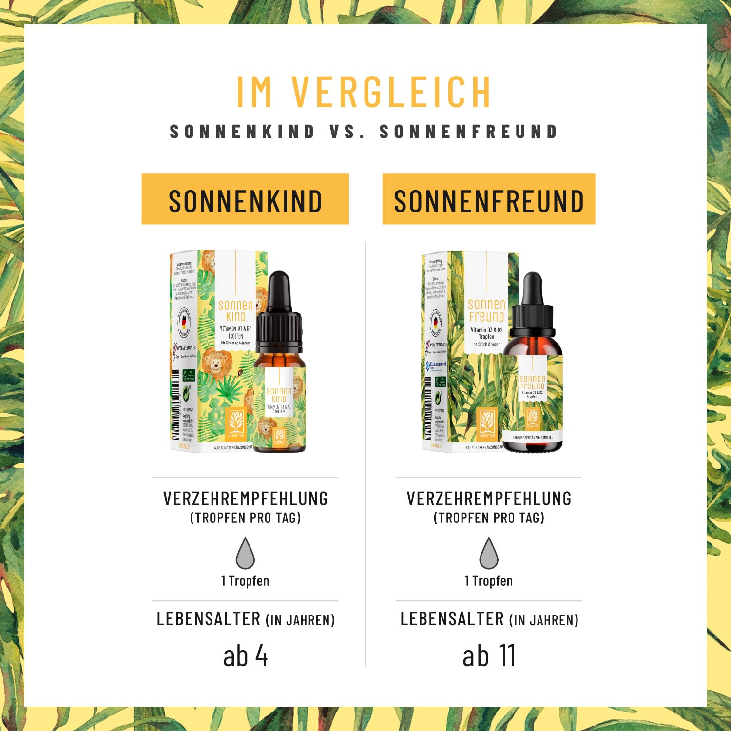 Vitamin D3 K2 Tropfen für Kinder - 100% Vegan für 300 Tage - 500 IE Vitamin D aus Flechten & 25μg Vitamin K - Vitamine -Tropfen 5