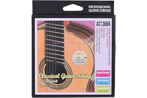 Generic High Tension Black Nylon Guitar Strings Set 6pcs with G-3rd String for Classical Guitar Players