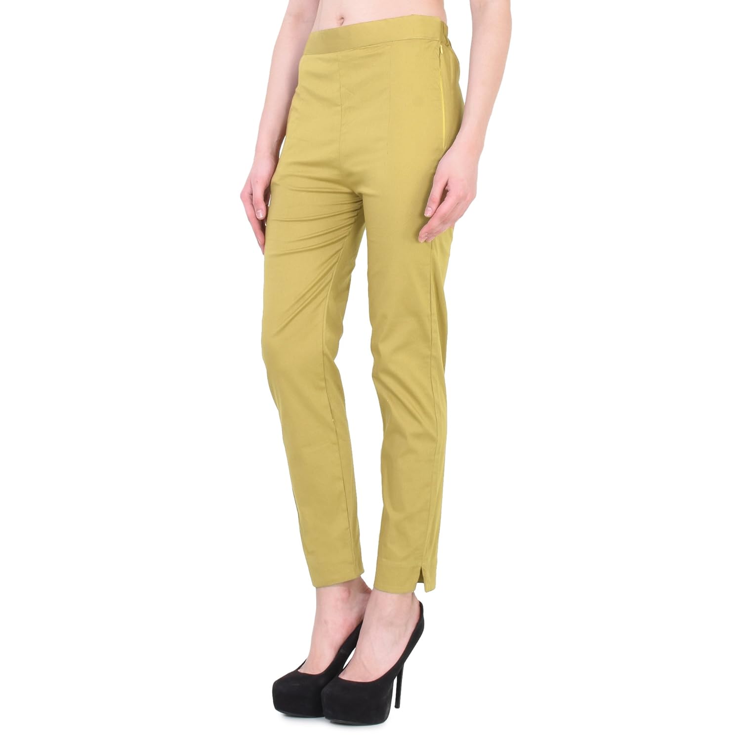 jenee ventures stretchable cotton lycra blend straight slim fit pant for women