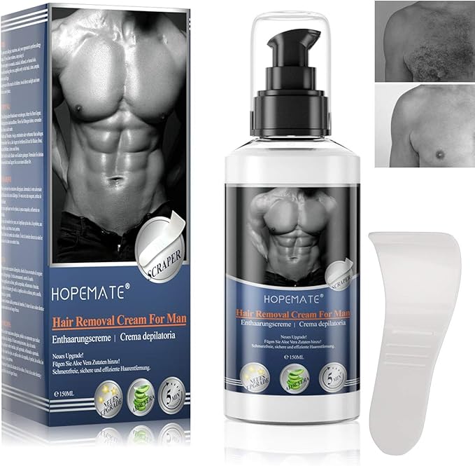 Creme Depilatoire Intime Homme, Crème Epilatoire Hydratante Extra Douce 150 ML pour le Corps