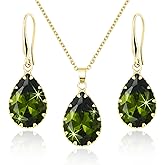 Linawe Crystal Jewelry Sets for Women, Imitation Diamond Pendant Necklace, Rhinestone Drop Dangle Earrings, Birthstone Cubic Zirconia Matching Wedding Jewelry, 14K Gold/Rose Gold/Silver Tones