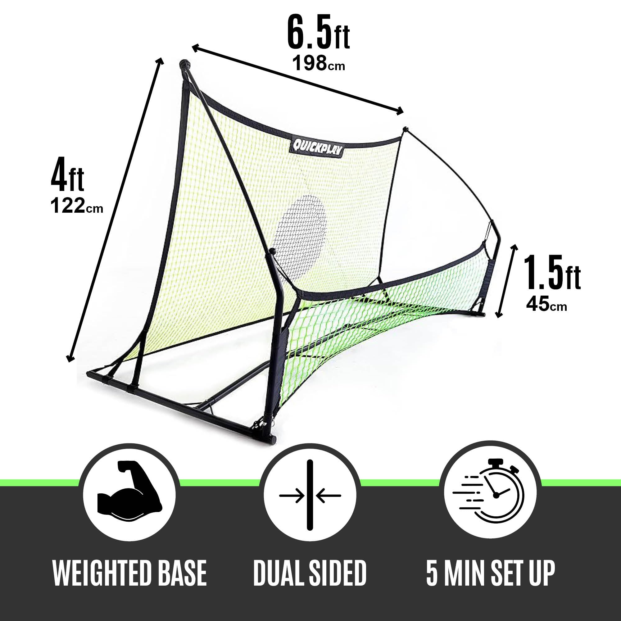 QUICKPLAY TEKKERS Rebounder Für Fußball Professioneller Fußball Rebounder - Tragbare Trainingswand 200x120 cm - 2 in 1 Netz System für Passspiel & Techniktraining 6