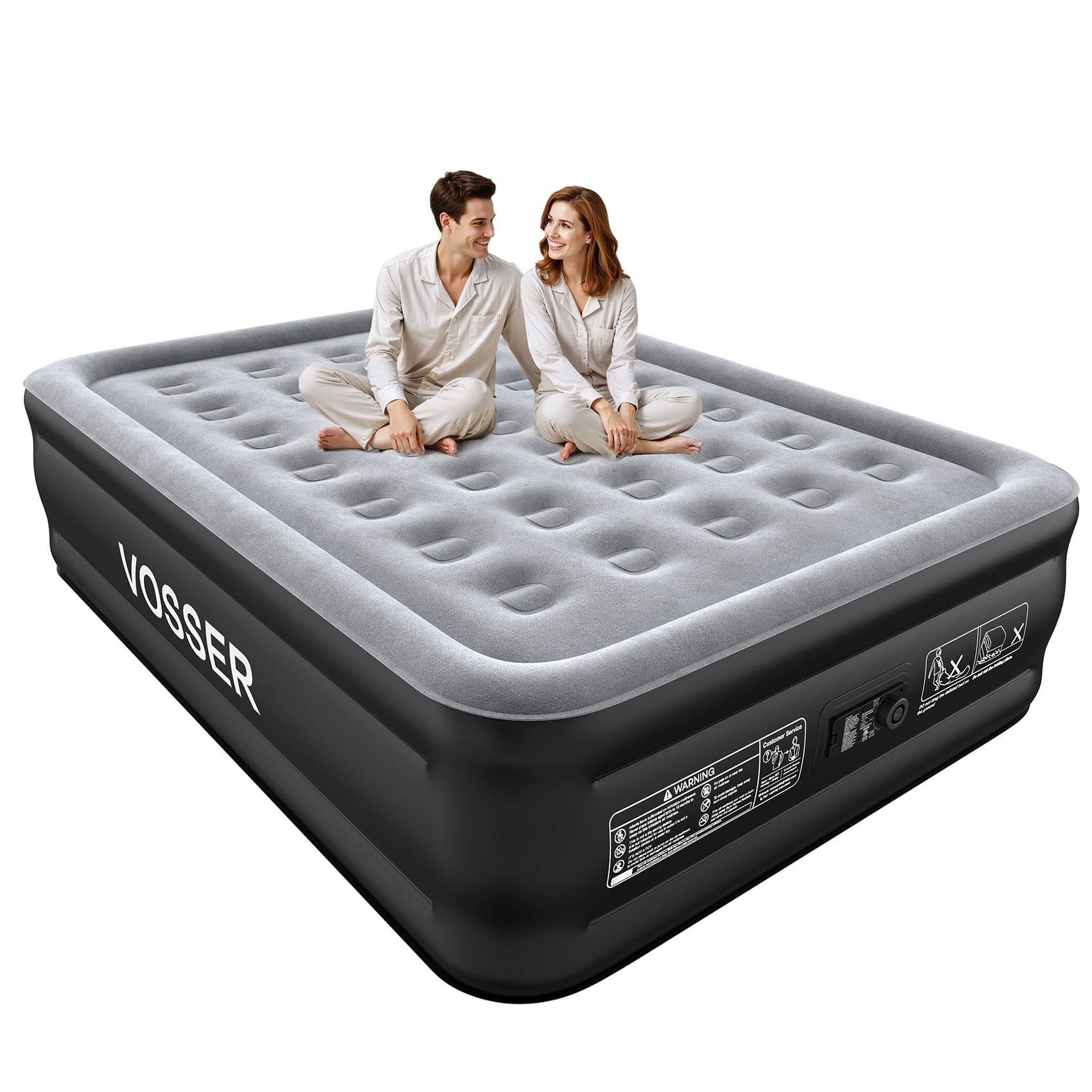 Photo 1 of VOSSER Air Mattress Queen with Built in Pump,Blow Up Mattress in 3 Mins,18'' Raised Self Inflatable Mattress,Portable Airbed for Home,Floor&Camping,Queen Size Air Matress for Adults,660LB Max,Black