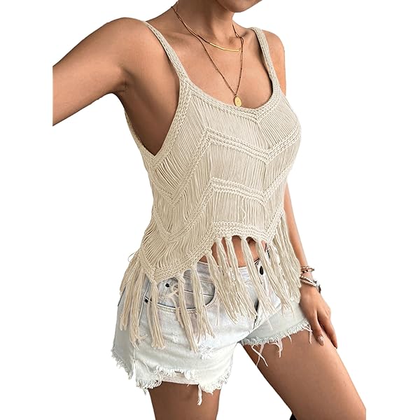 トップス seyto Jacquard fringe sleeveless tops seyto】Jacquard Fringe Sleeveless Top / Blue / Size 3 - Tank