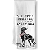 All Food Must Go to The Lab for Testing - Decorative Quick-Dry Dog Kitchen Towels - Laboratory Testing Humor Dish Towel, Decorative Hand Towel - Dog Mom Gifts for Women & Animal Decor Enthusiasts