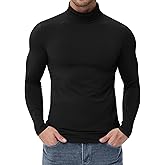 Poriff Men's Turtleneck Tops Fleece Lined Pullover Thermal Long Sleeve Casual Slim Fit Basic Sweater