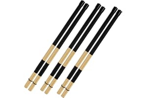 YOUEON 3 Pair 16 Inch Bamboo Bundle Drumsticks, 5A Jazz Drum Sticks Constructed of 19 Bamboo Dowels, Rods Drum Brushes for Ja