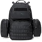 Akmax MOLLE II Medium Rucksack Military Tactical Backpack with Detachable Side Pouches & Upgraded Frame for Enhanced Comfort