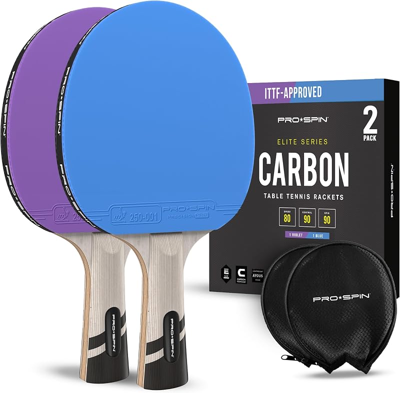 PRO-SPIN Table Tennis Bats ITTF Approved Rubber 7-Ply Carbon 2.0mm Sponge