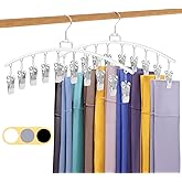 2 Pack Legging Organizer for Closet 360° Swivel, Space Saving Metal Gym Clothes Hangers w/20 Clips Holds 20 Leggings, Closet Organizers and Storage, Room Organization Essentials, White