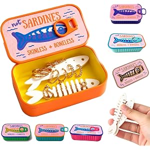 Sardines Travel Jewelry Case, Sardine Tin Jewelry Box, 3d Printed Sardine Tin Like Jewelry Case, with Fish-Shaped Holders for