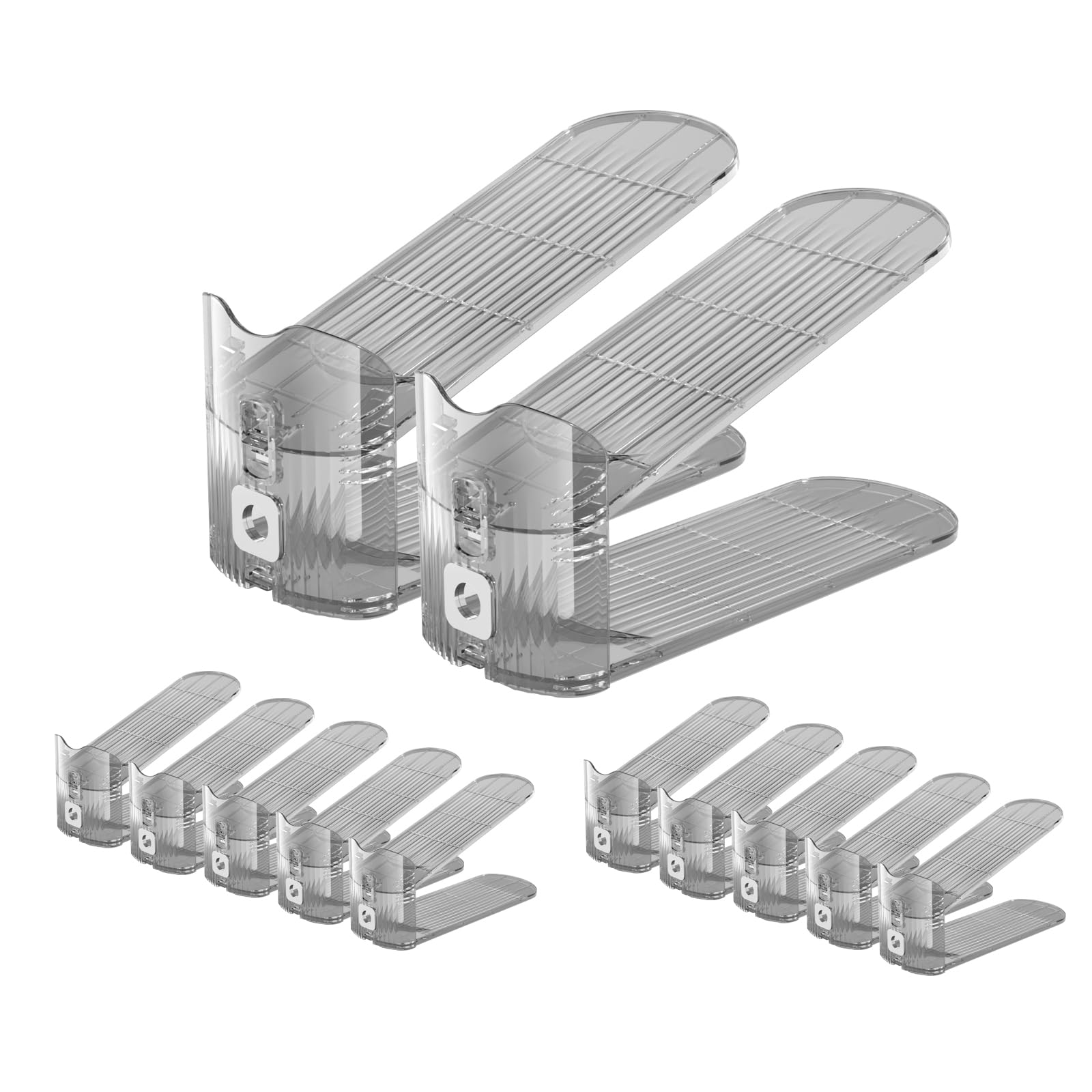 GlSAKE Shoe Slot Organiser 12PACK Adjustable Stacker Clear Grey Shoe Space Saver Rack Storage for Closet