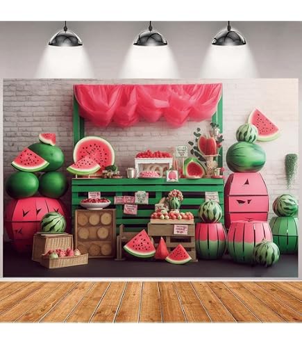 AOFOTO Fotohintergrund 1,5 X 1 M – Sommer Picknick Wassermelone Wald Camping Motiv, Vinyl, Für Studio & Party