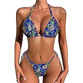 Bikini Set for Women Two Piece Swimsuits V Neck Halter String Triangle Bathing Suits