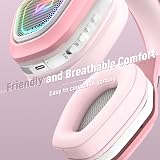 Ozeino Wireless Gaming Headset 2.4G Type C 40h RGB Pink PS5 PS4 PC view 6