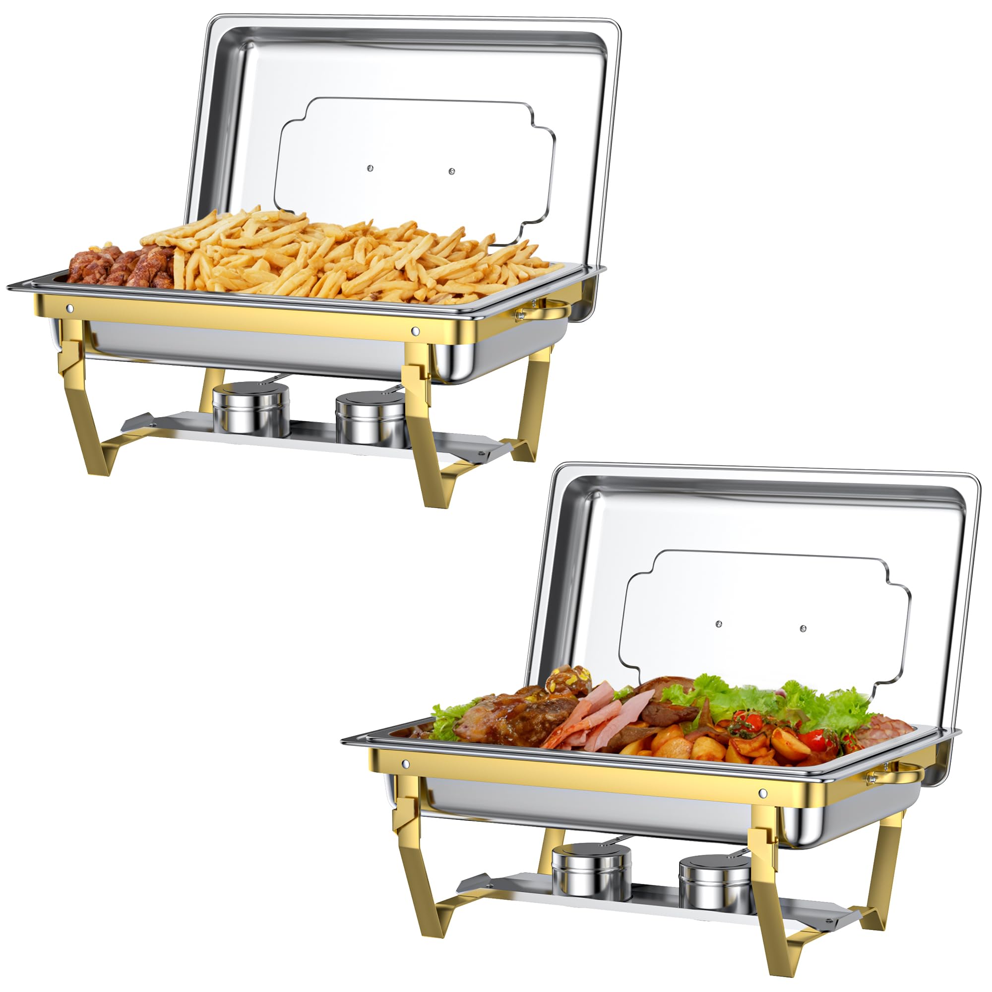 Photo 1 of Chafing Dishes for Buffet Set: Chafers for Catering - Chafing Dish Buffet Set with Lids | Chafers and Buffet Warmers Sets | Serving Food Warmer | Chafers Servers Sets