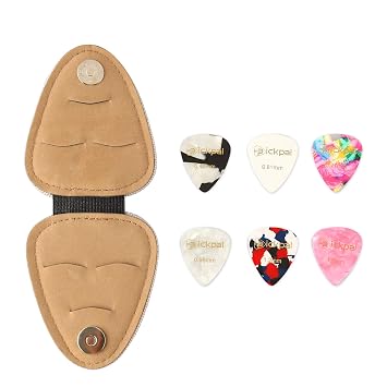 Mingpinhuius Guitar Pick Holder Case With 6 Free Guitar Picks Pu Leather Mini And Portable Design Gifts For Kids Guitar Players 6 Picks Amazon In Home Kitchen