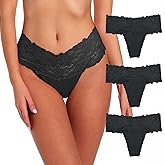 Xlndsoea Women's High Waisted Retro Lace Thong Panties Seamless Plus Size Cotton Underwear