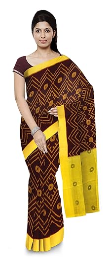 Boyanika Womens Ikat Cotton Saree (BY10_Maroon)