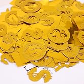 Blopee Dollar Sign Money Confetti for Casino Theme Party Decorations, 90PCS and 10 Grams of Foil Gold Confetti for Money Themed Party Decorations