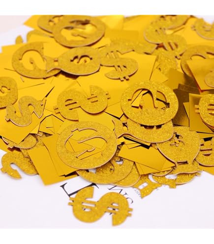 24 Stück Dollar Cupcake Topper - Gold Glitzer Dollar Zeichen, Für Casino Party, Geburtstag, Hochzeit