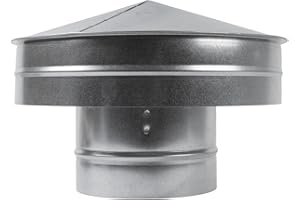 REPA MARKET 6" Inch Round Galvanized Steel Roof Cap with Mesh - Weather-Proof Chimney Cover with Side Wall - Fireplace Duct Rain Guard - Exhaust or Supply Ventilation Top Cover - Perfect Insulation Protector Cap