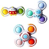 ALASOU 3PCS Pop Suction Cup Spinner Toys for 1 Year