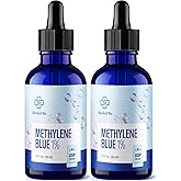 Methylene Blue Pharmaceutical Grade – [2 Pack] 1% Methylene Blue Supplement for Humans USP Grade – 2 fl oz Liquid Drops, Third-Party Tested, Brain and Cognitive Health Support, No Alcohol