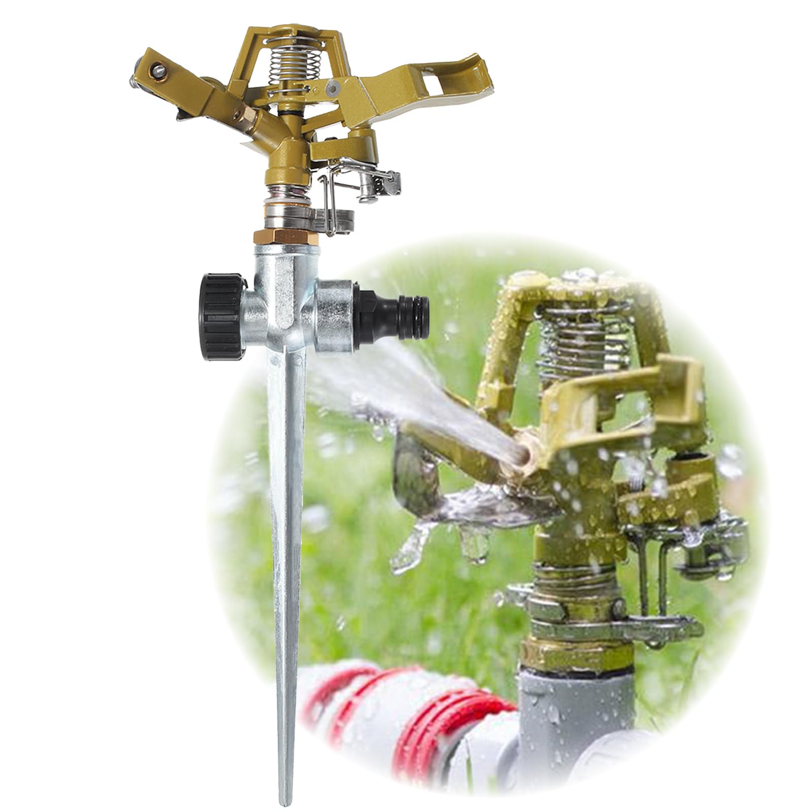 Garden Sprinkler, Lawn Water Sprinkler Automatic 360 Rotating, Lawn Sprinkler, Irrigation Sprayer Adjustable Yard Sprinkler Lawn Watering System for Outdoor Garden Yard Lawn Watering