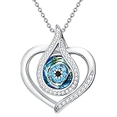 WINNICACA Sterling Silver Evil Eye Necklace Protection Crystal Heart Pendant for Women Good Luck Vintage Evil Eye Pendant Jewelry Birthday Gifts for Women Friend Female