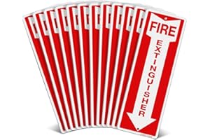 GicnKeuz Fire Extinguisher Sign, 12"x4" .040 Rust Free Heavy Aluminum, Reflective, Weatherproof and Fade Resistant, 2 pre-drilled holes, Easy to Install, Indoors and Outdoors Use (12-Pack)