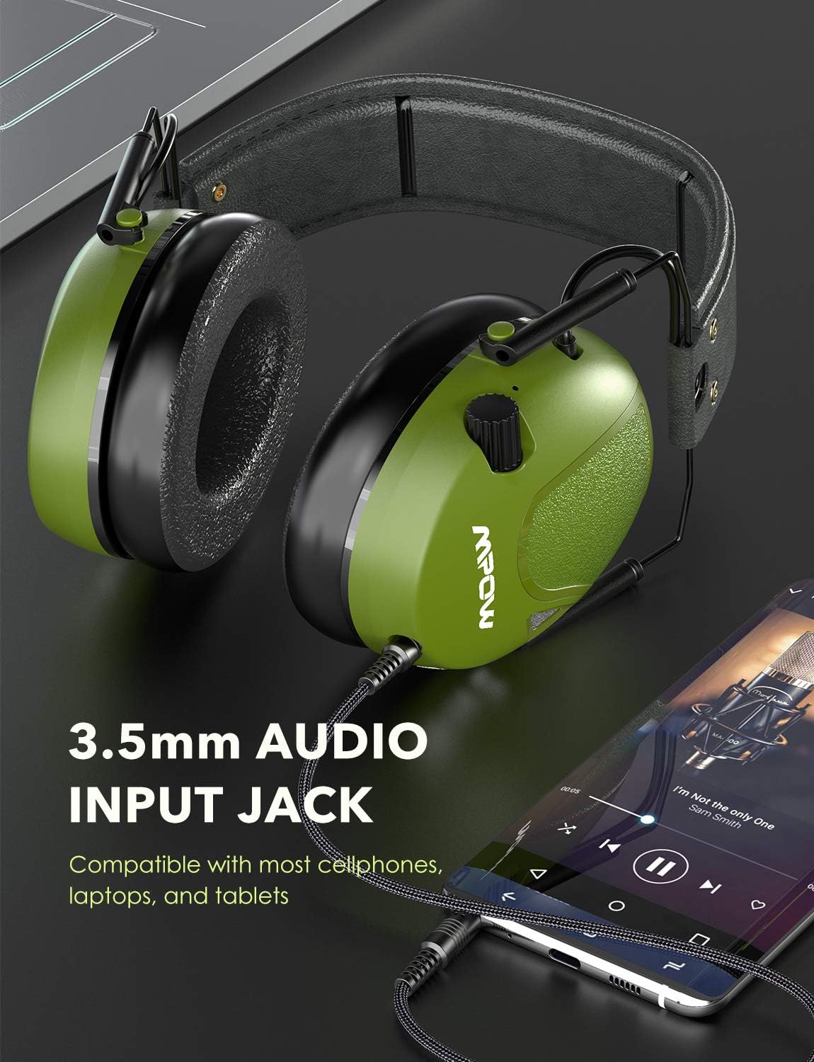 Mpow Shooting Ear Protection, Professional Electronic Earmuffs with Listening Mode, 22dB NRR Ear muffs with Adjustable Headband, Noise Cancelling headphones for Shooting, Hunting, Construction, Mowing - - 