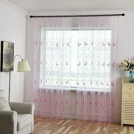 Buy Sheer Curtains Butterfly Sequins Embroidered Patterned Tulle