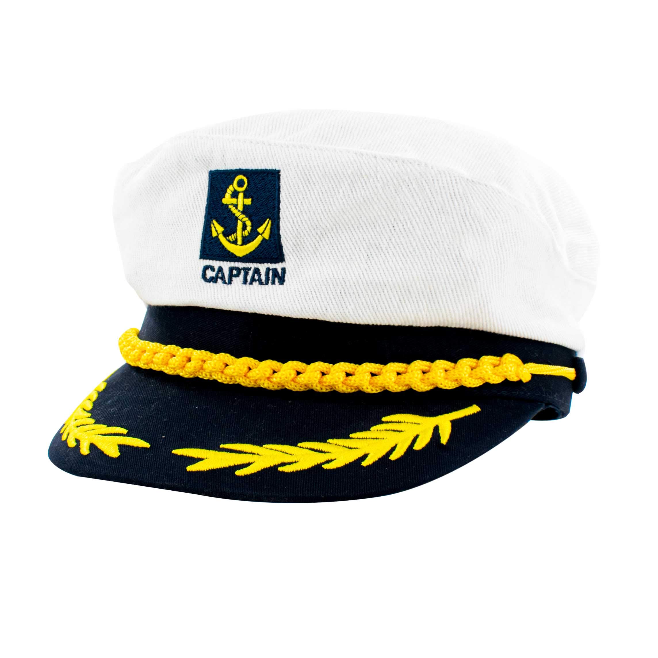 TRIXES White and Navy Novelty Adjustable Sailor Marine Captains Hat